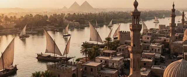 مراكب النيل أمام القاهرة